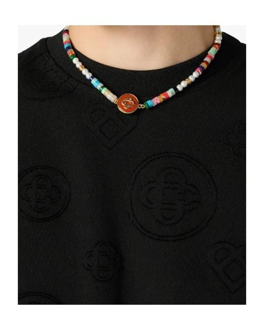 Casablanca Black Monogram Appliqué Oversized T-Shirt for men