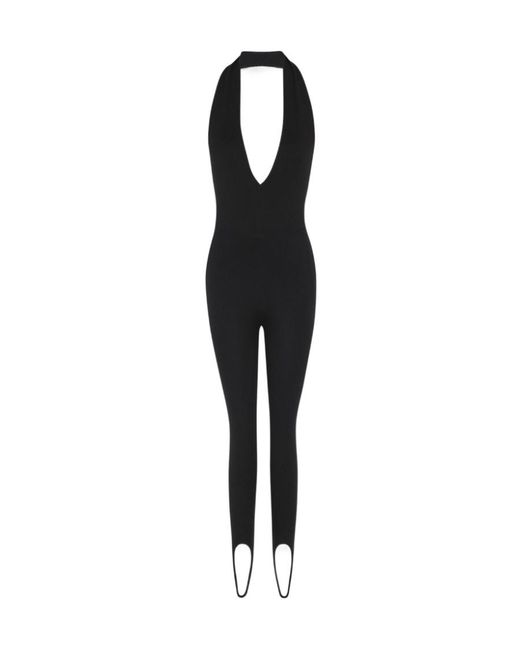 Saint Laurent Black Halterneck Open-Back Sleeveless Jumpsuit
