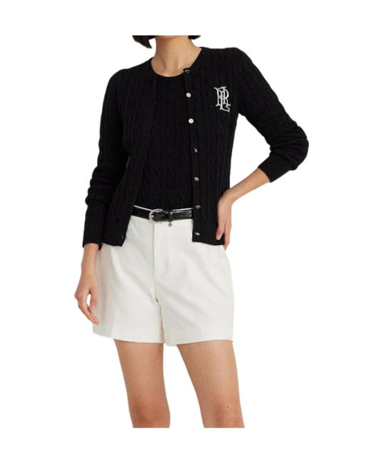 Ralph Lauren Black Ralhan Cable Knit Cotton Cardigan