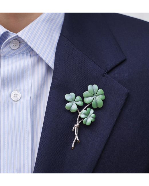 Dior Green Trèfle Brooch for men