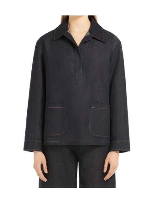 Max Mara Black Studio Amico Straight Hem Polo Top