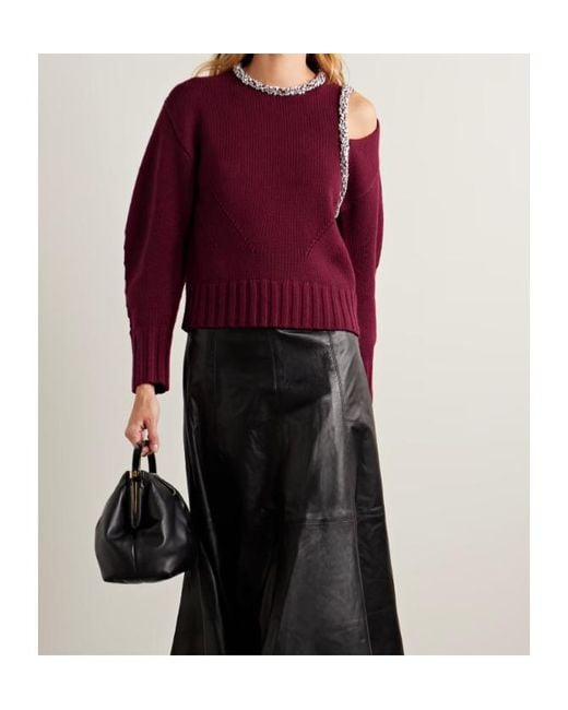 Jonathan Simkhai Red Monroe Embellished Sweater