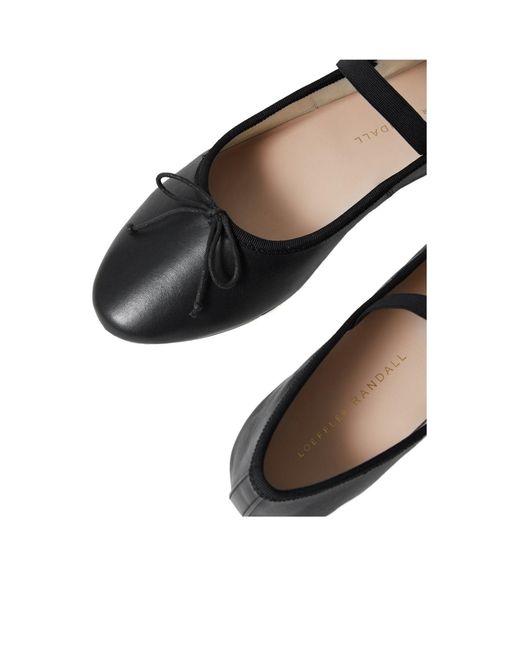 Loeffler Randall Black Leonie Bow-Embellished Leather Flats