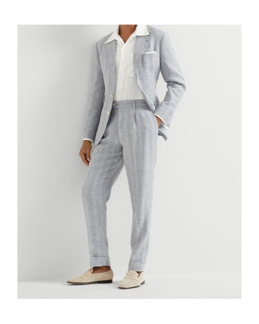 Brunello Cucinelli Gray Houndstooth Tailored Trousers for men