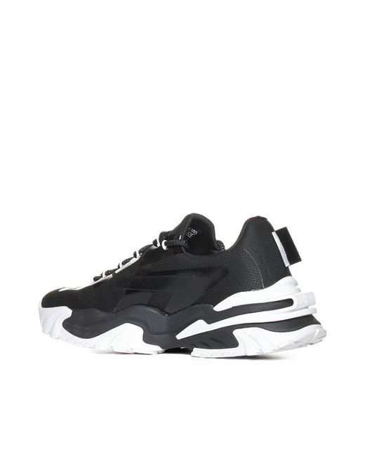 Versace Jeans Black Couture Panelled Round-Toe Lace-Up Sneakers for men