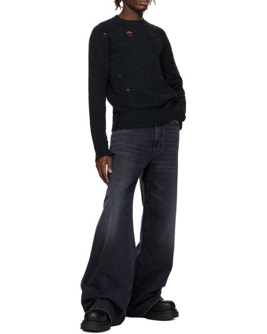 we11done Black Crew Neck Long Sleeve Sweater for men