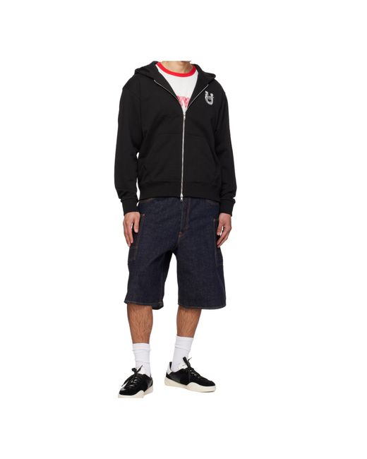 KENZO Black 'Lunar New Year' Embroidered Zip Up Hoodie for men