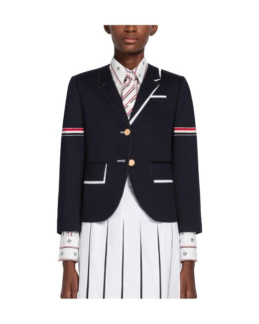 Thom Browne Blue Rwb Stripe Single-Breasted Blazer