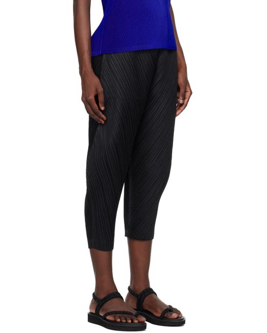 Pleats Please Issey Miyake Blue Plissé Cropped Trousers