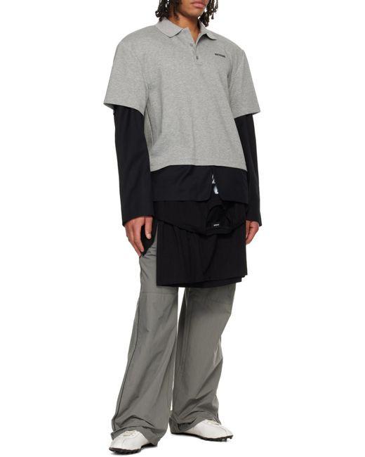 we11done Gray Double-Layer Polo Shirt for men