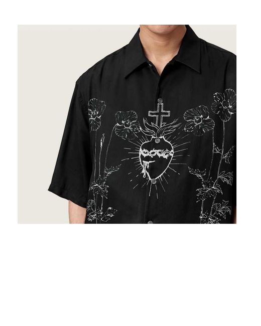 AllSaints Black Short-Sleeved Shirt for men
