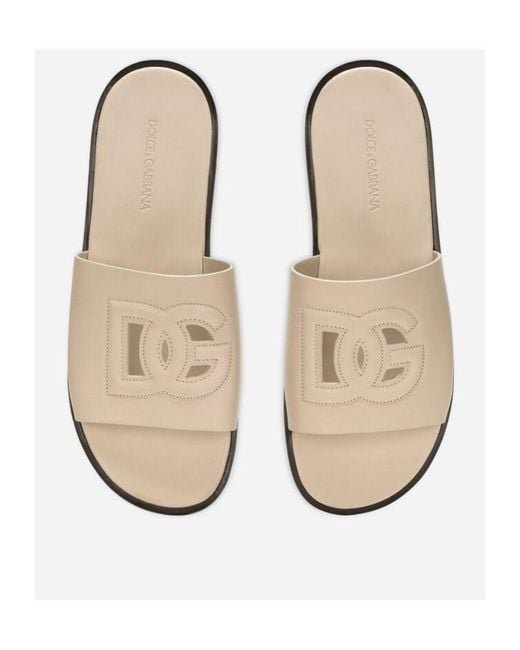 Dolce & Gabbana White Dg Cut-Out Detailed Slides for men