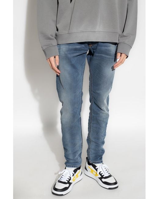 DIESEL Blue Krooley-E-Ne Low-Rise Tapered Jeans for men