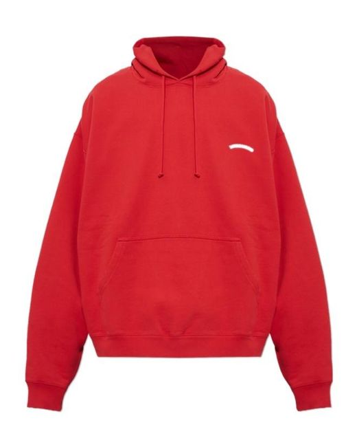 Vetements Red Long-Sleeved Hooded Sweatshirt for men