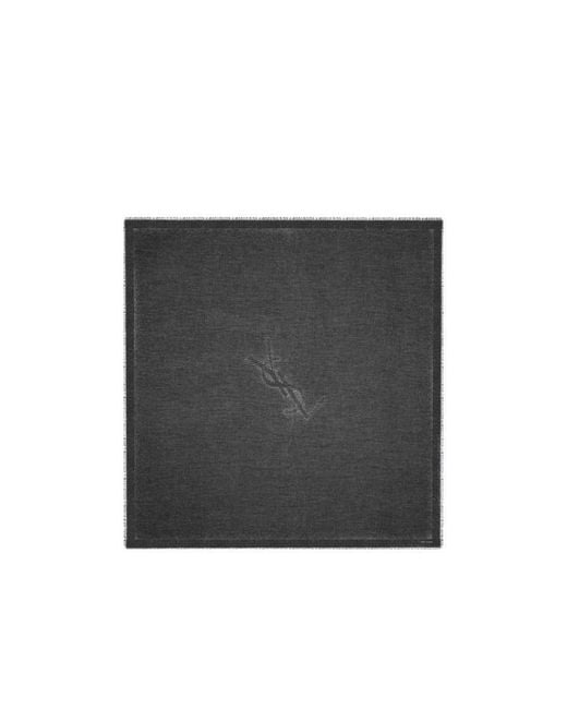 Saint Laurent Black Logo Detailed Dotted Scarf