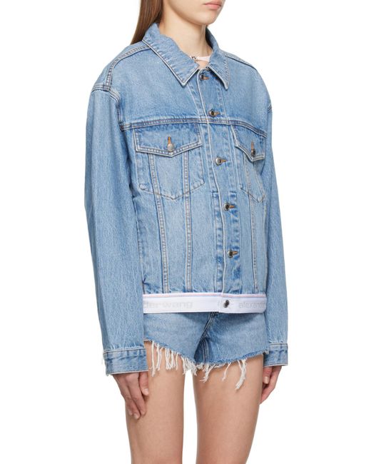 Alexander Wang Blue Logo-Hem Denim Trucker Jacket