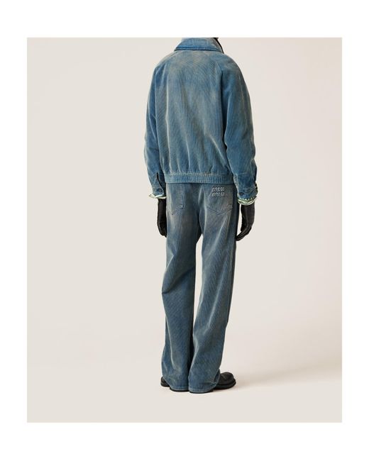 Miu Miu Blue Corduroy Straight-Leg Pants