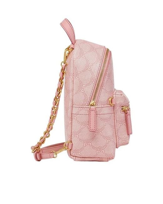 MCM Pink Stark Lauretos Monogram Zipped Small Backpack
