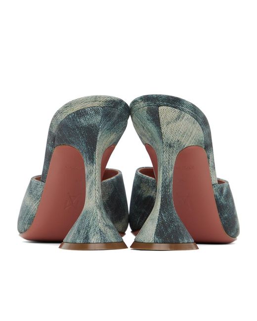 AMINA MUADDI Blue Lupita Square-Toed Heels Sandals