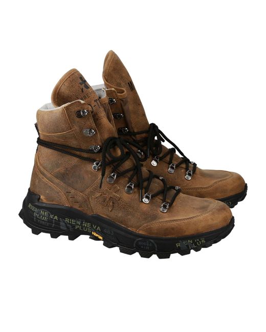 Premiata Brown Lace-Up High-Top Sneakers for men