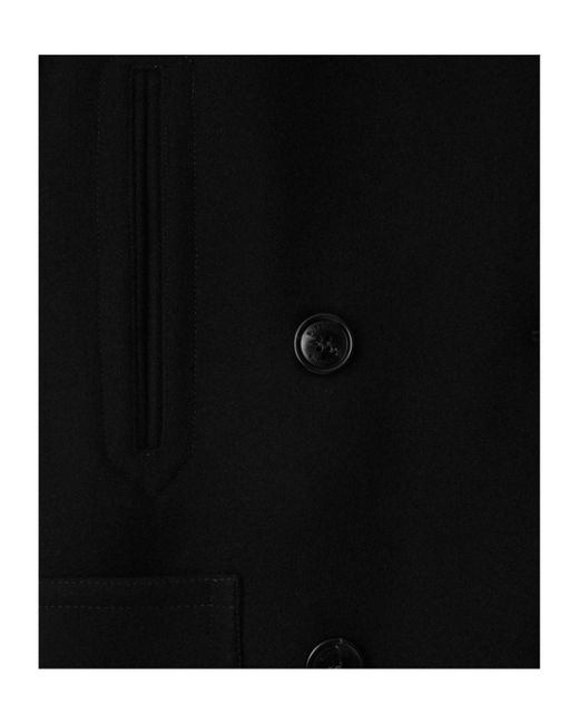Burberry Black Wool Nylon Pea Coat