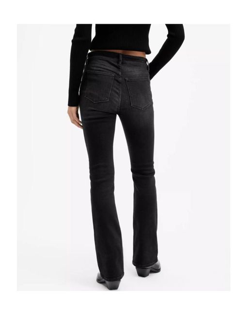 AllSaints Black Haldan Mid-Rise Bootcut Jeans