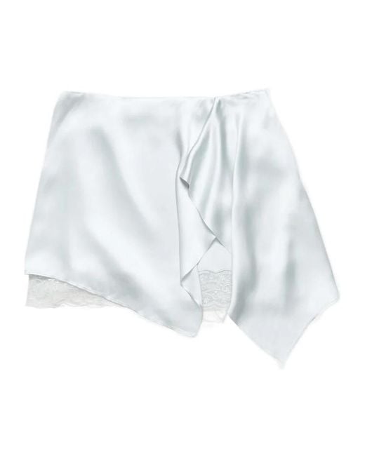 Acne White Ruffled Satin Skirt