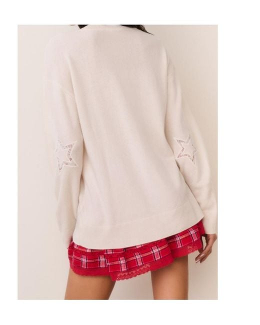 LoveShackFancy Natural Westcott Star Cutout Knitted Sweater