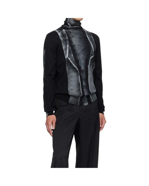 MM6 by Maison Margiela Blue High-Neck Panelled Sweater for men