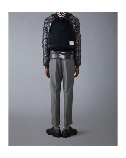 Thom Browne Blue Logo Detailed Zipped Backpack for men
