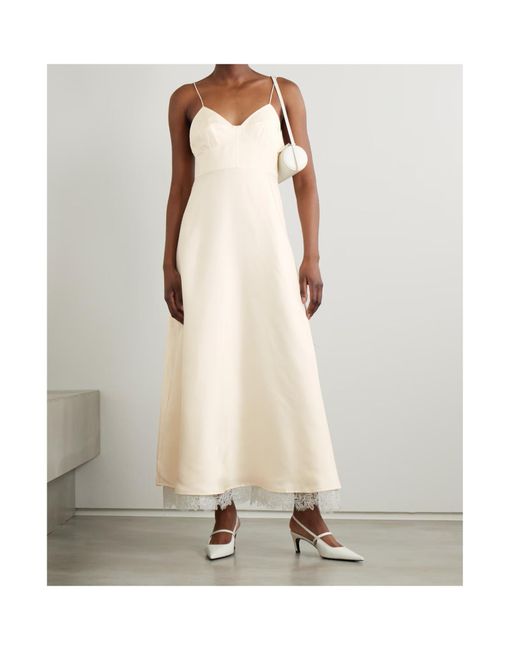 Rohe White Tie-Back Lace-Trimmed Silk Maxi Dress