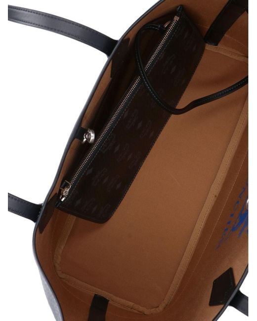 MCM Black Logo Plaque Monogram Tote Bag