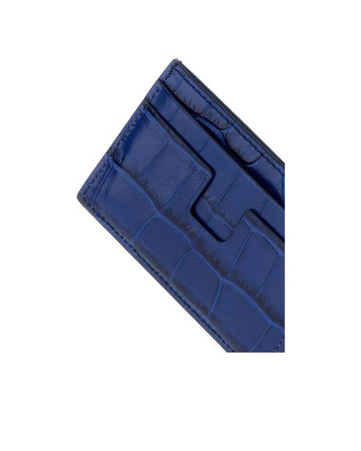 Tom Ford Blue Embossed Logo Card Holder for men