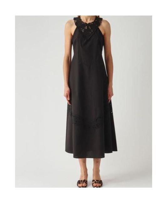 Twinset Black Lace Trim Midi Dress