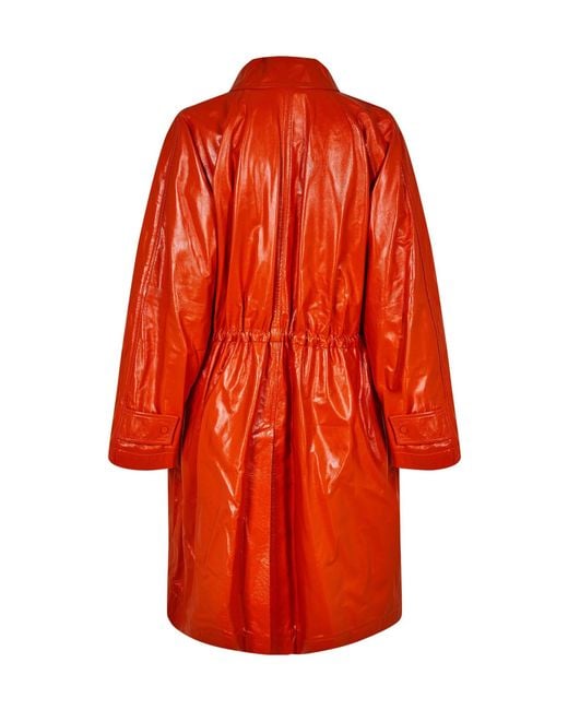 Bottega Veneta Red Shinyfinish Leather Parka