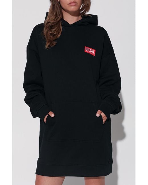DIESEL Black D-Boxt Cotton Hoodie Dress
