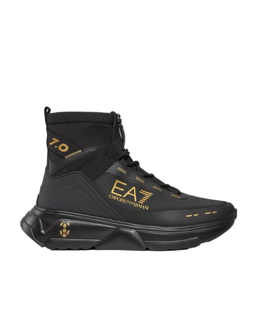 EA7 Black High-Top Casual Sneakers for men