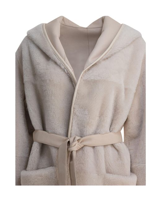 Blancha Multicolor Hooded Belted Coat