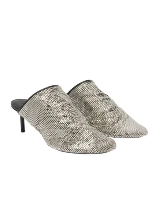 Jil Sander Gray Sequin-Mesh Mules