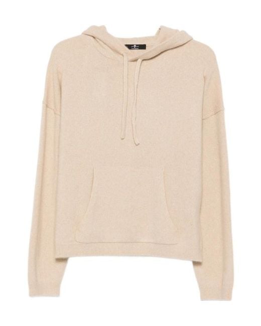 7 For All Mankind Natural Long-Sleeve Hooded Sweater