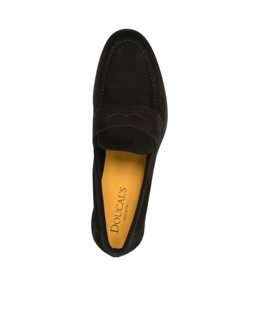Doucal's Black Round Toe Loafers for men