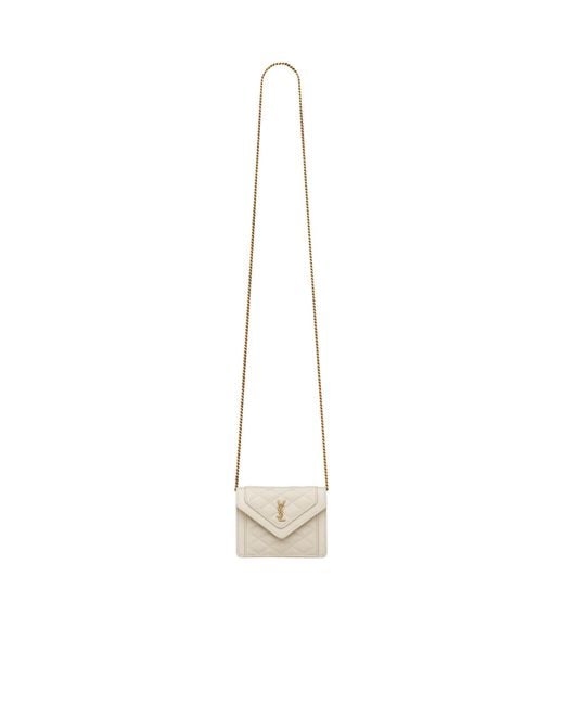 Saint Laurent White Gaby Micro Quilted Bag