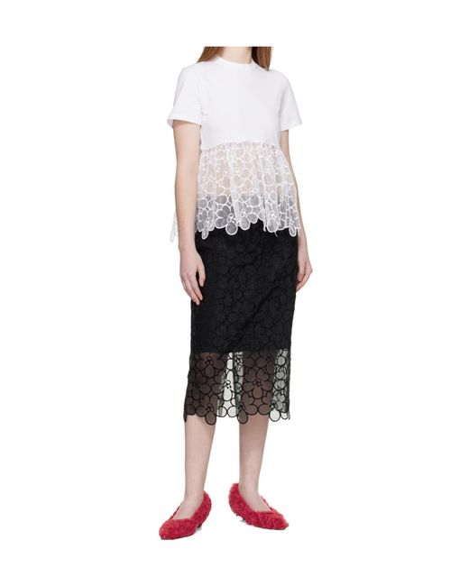 CECILIE BAHNSEN Black Cbbria Embroidered Floral Midi Skirt