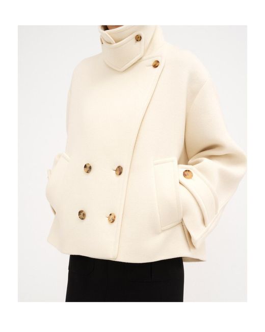 Chloé Natural Chloé Double-Breasted Buttoned Coat