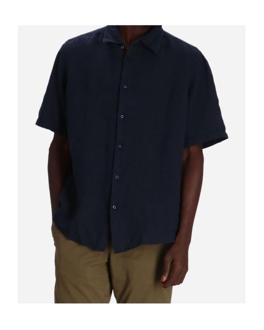 Boss Blue Short-Sleeved Button-Down Shirt for men
