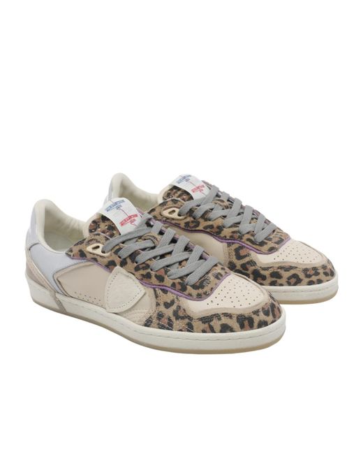 Philippe Model Gray Pgal Animal-Print Low-Top Sneakers