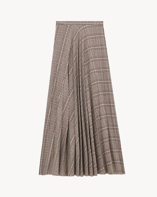 Saint Laurent Brown Pleated Maxi Skirt