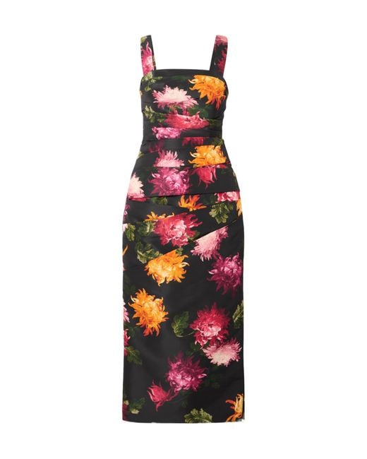 Carolina Herrera Red Draped Printed Dress