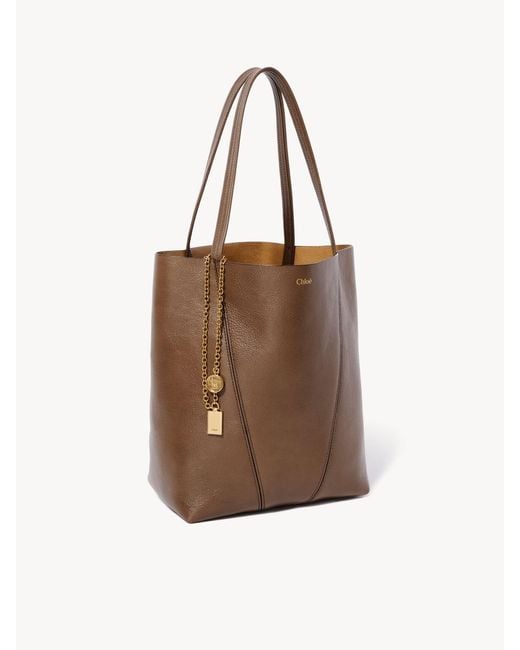 Chloé Brown Chloé Spin Charm Detailed Tote Bag