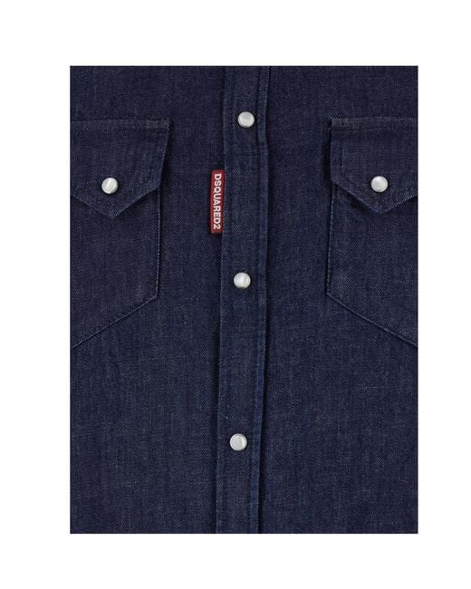 DSquared² Blue Western Denim Shirt for men